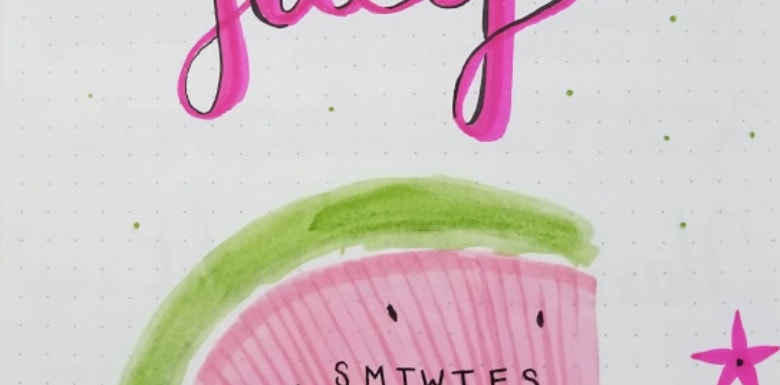 July 2019 Bullet Journal Watermelon Theme Layout - Bullet Journal Watermelon Theme Cover Page