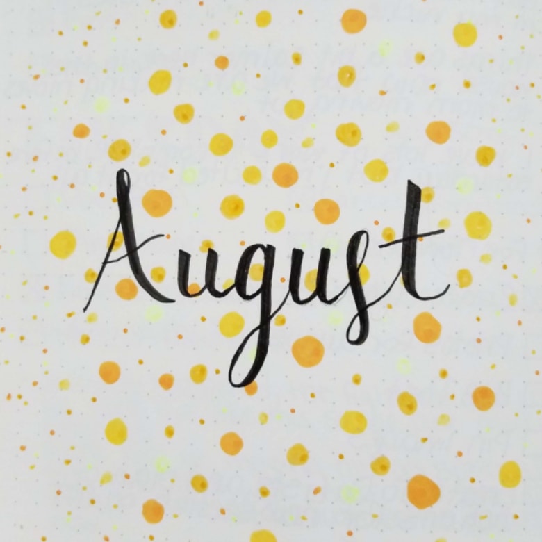 August 2019 Yellow Dot Cover Page - August 2019 Bullet Journal Layout