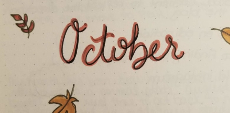 Bullet Journal Autumn Theme With Falling Leaves - October 2019 Bullet Journal Fall Theme