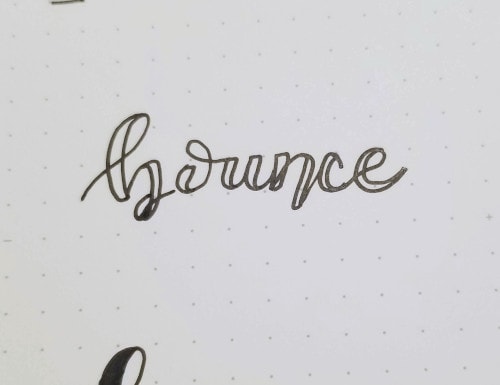 how to write bounce with micron fineliner in bounce lettering